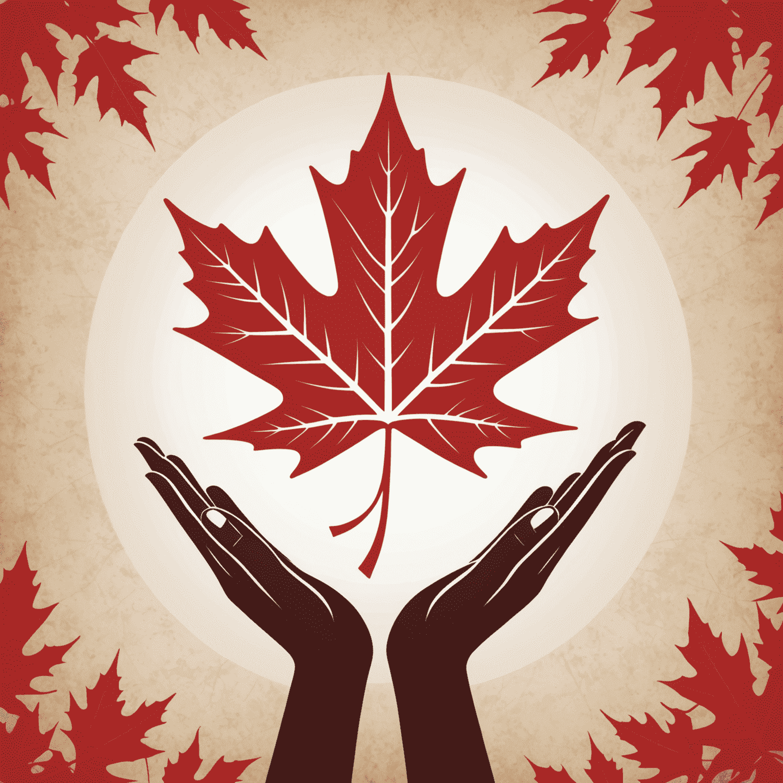 Shouracis Conference Logo - A stylized maple leaf with hands reaching out, symbolizing volunteering and charity in Canada