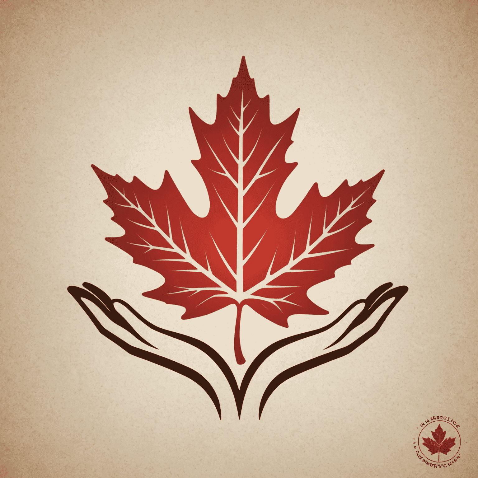 Shouracis Conference Logo - A stylized maple leaf with hands reaching out, symbolizing volunteering and charity in Canada