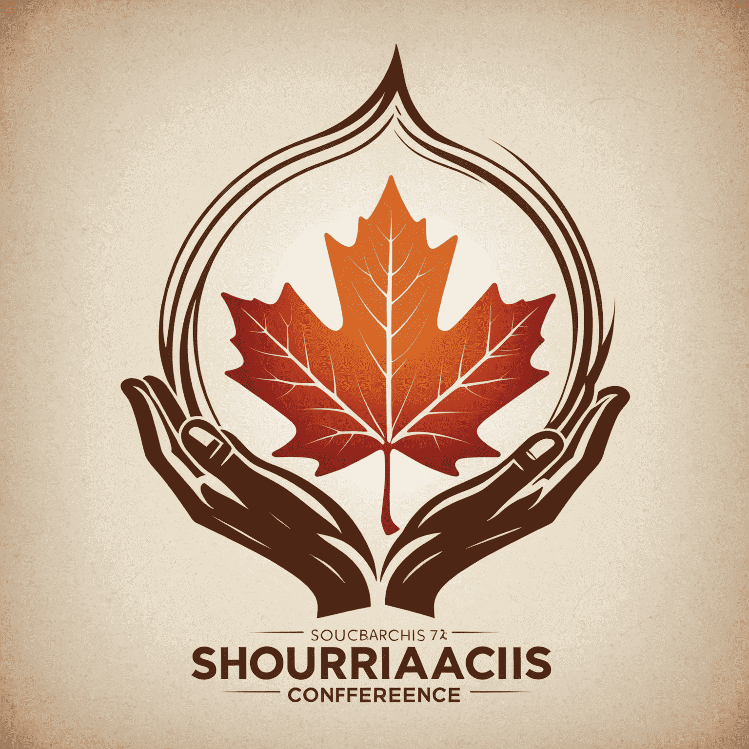 Shouracis Conference Logo - A stylized maple leaf with hands reaching out, symbolizing volunteering and charity in Canada