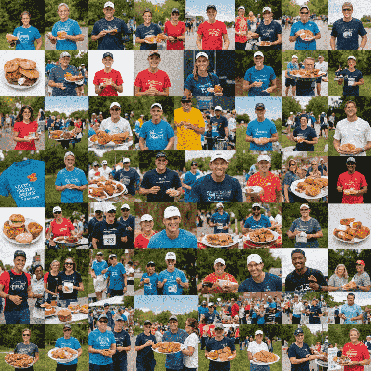 A collage of various fundraising activities: charity runs, bake sales, online campaigns, and community events